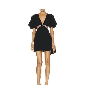A.L.C. Black Mini Dress with Puff Sleeves